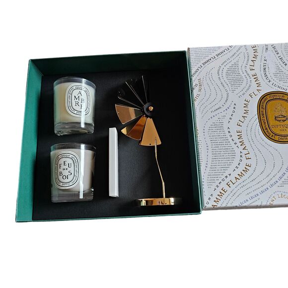 DIPTYQUE Ambre (Amber) &‎ Feu de Bois (Firewood) Scented Candle Carousel Gift Se - Picture 4 of 7
